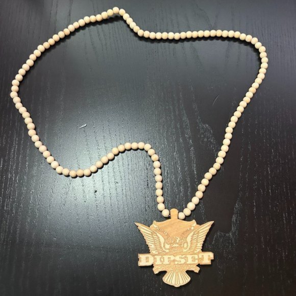GoodWood‎ NYC Dipset Necklace Wooden Pendant Wooden Beaded